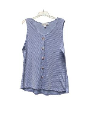 French Laundry Pale Blue Striped Button-Front Knit Tank